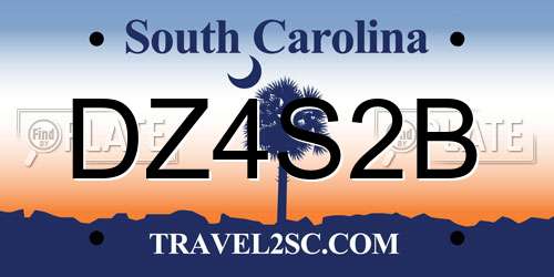 DZ4S2B South Carolina License Plate