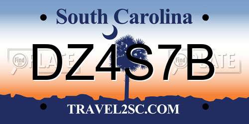 DZ4S7B South Carolina License Plate