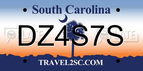 DZ4S7S South Carolina License Plate