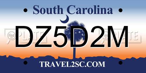 DZ5D2M South Carolina License Plate