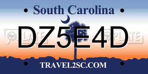 DZ5E4D South Carolina License Plate