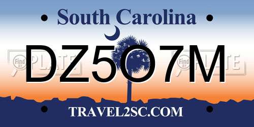 DZ5O7M South Carolina License Plate