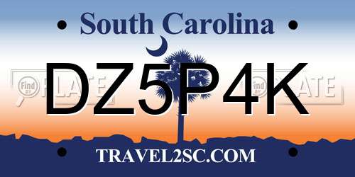 DZ5P4K South Carolina License Plate