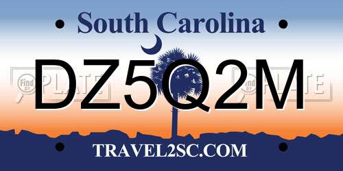 DZ5Q2M South Carolina License Plate