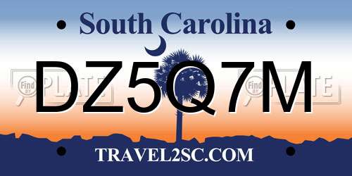DZ5Q7M South Carolina License Plate