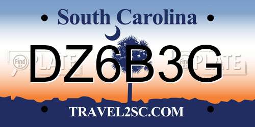 DZ6B3G South Carolina License Plate