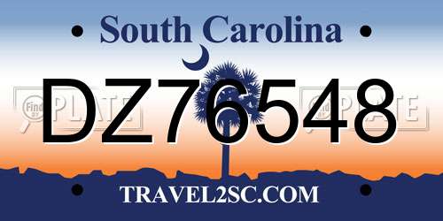 DZ76548 South Carolina License Plate