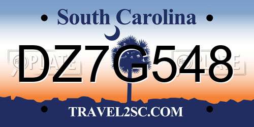 DZ7G548 South Carolina License Plate