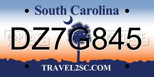 DZ7G845 South Carolina License Plate