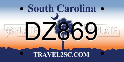 DZ869 South Carolina License Plate