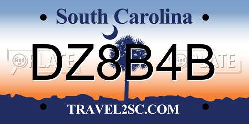 DZ8B4B South Carolina License Plate