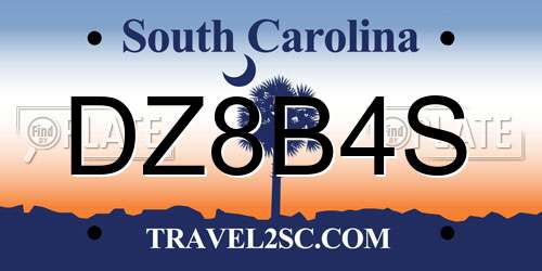 DZ8B4S South Carolina License Plate