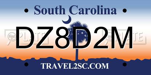DZ8D2M South Carolina License Plate