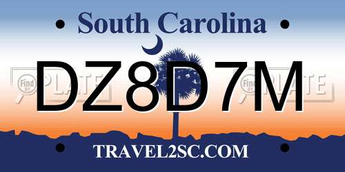 DZ8D7M South Carolina License Plate