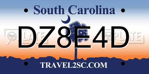 DZ8E4D South Carolina License Plate
