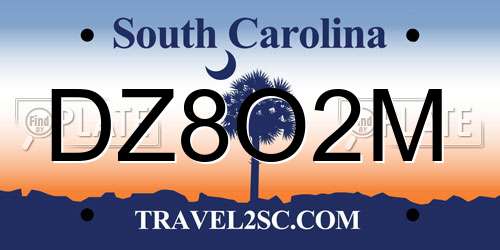 DZ8O2M South Carolina License Plate