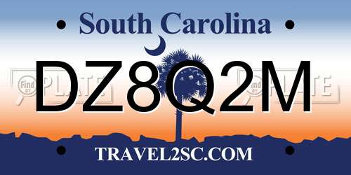 DZ8Q2M South Carolina License Plate