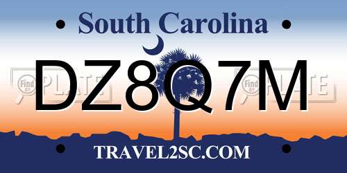 DZ8Q7M South Carolina License Plate