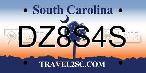 DZ8S4S South Carolina License Plate