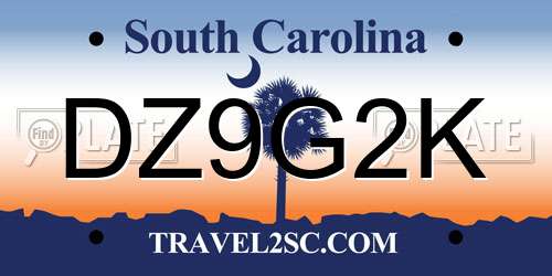 DZ9G2K South Carolina License Plate