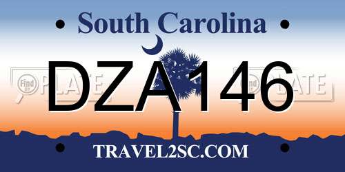 DZA146 South Carolina License Plate