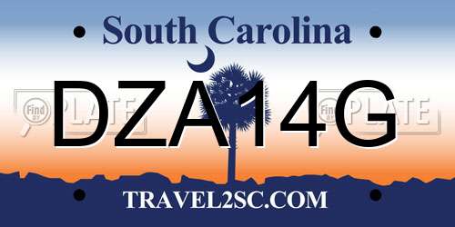 DZA14G South Carolina License Plate