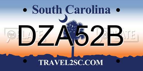 DZA52B South Carolina License Plate