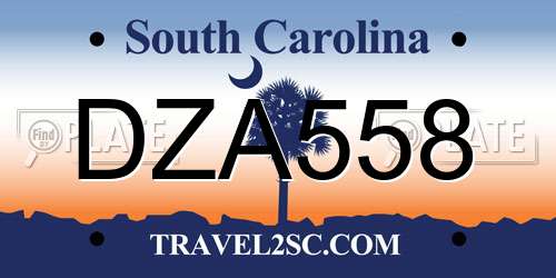 DZA558 South Carolina License Plate