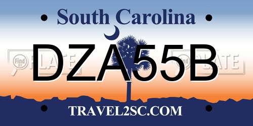 DZA55B South Carolina License Plate