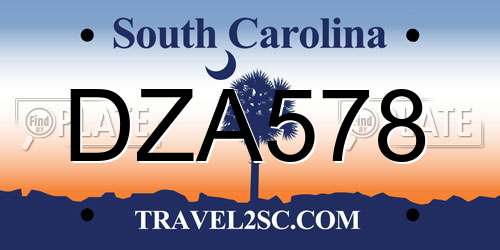 DZA578 South Carolina License Plate