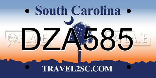 DZA585 South Carolina License Plate