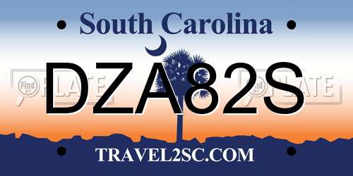 DZA82S South Carolina License Plate