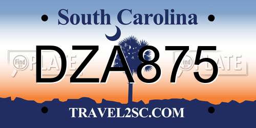 DZA875 South Carolina License Plate