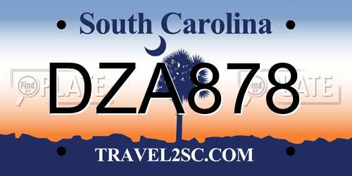 DZA878 South Carolina License Plate