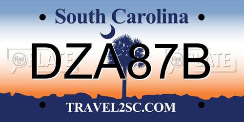 DZA87B South Carolina License Plate