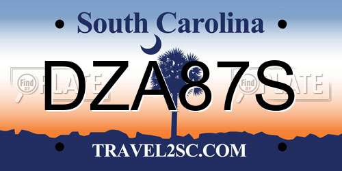 DZA87S South Carolina License Plate