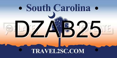 DZAB25 South Carolina License Plate