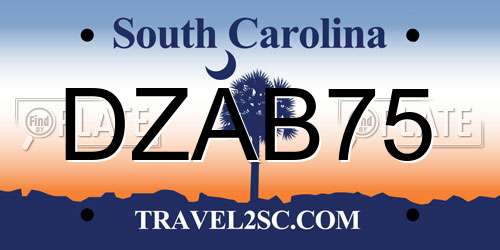 DZAB75 South Carolina License Plate