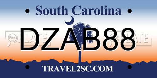DZAB88 South Carolina License Plate