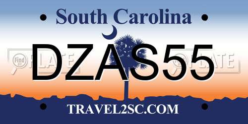 DZAS55 South Carolina License Plate