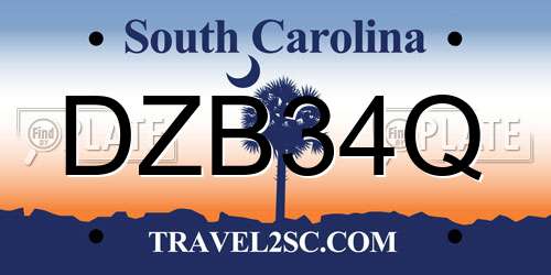 DZB34Q South Carolina License Plate