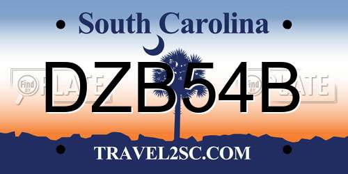 DZB54B South Carolina License Plate