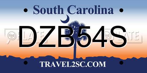 DZB54S South Carolina License Plate
