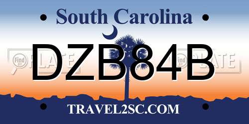 DZB84B South Carolina License Plate