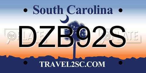 DZB92S South Carolina License Plate