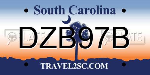 DZB97B South Carolina License Plate