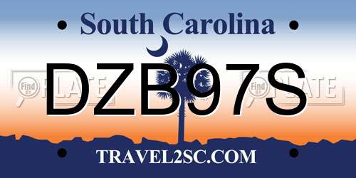 DZB97S South Carolina License Plate