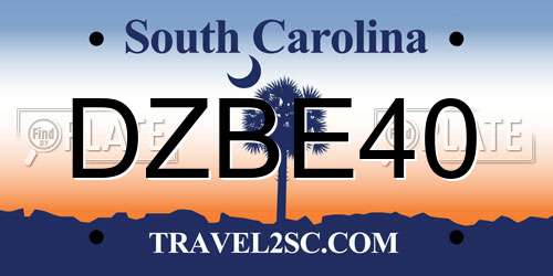 DZBE40 South Carolina License Plate