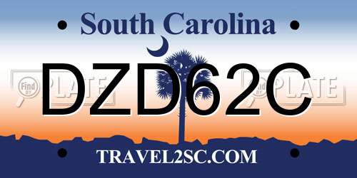 DZD62C South Carolina License Plate
