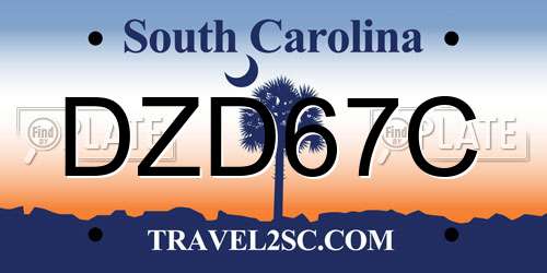 DZD67C South Carolina License Plate